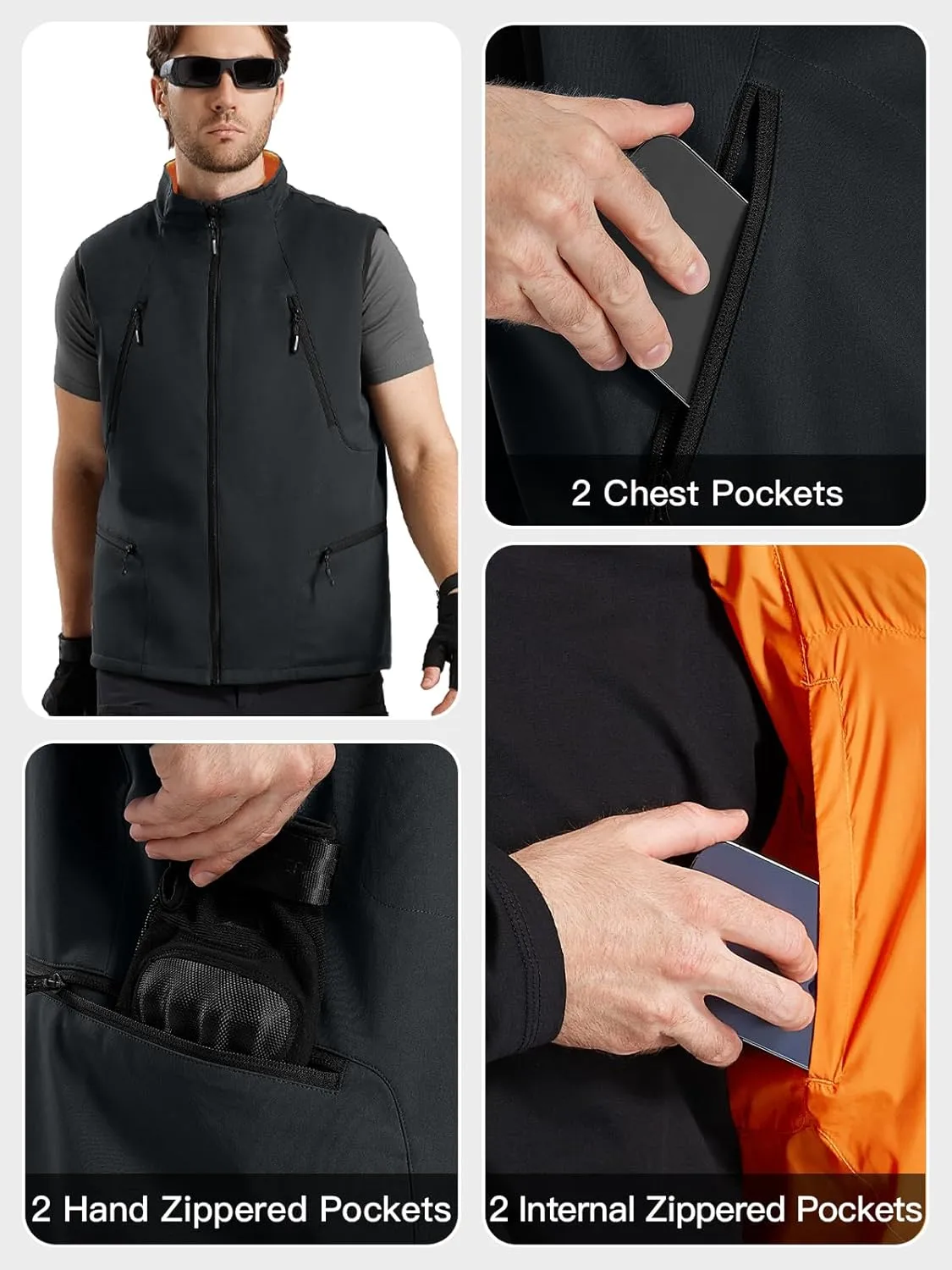 FREE SOLDIER Men's Lightweight Golf Vest Outerwear Windproof Reversible Sleeveless Softshell Jacket Running Vest