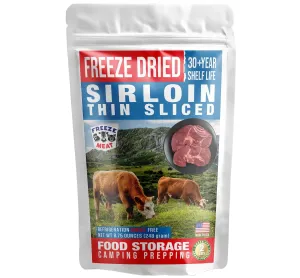 FREEZE MEAT Freeze-Dried Sirloin Steaks - Family Pack, 2 lbs, 30-Year Shelf Life, No Refrigeration Needed | Perfect for Backpacking, Camping, Emergencies, and Food Storage | Grass-Fed - Preserving Your Future