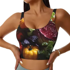 Fresh Cabbage Pattern Women's Sports Vest for Yoga Workout Fitness - Casual Sleeveless for Athletic Girls