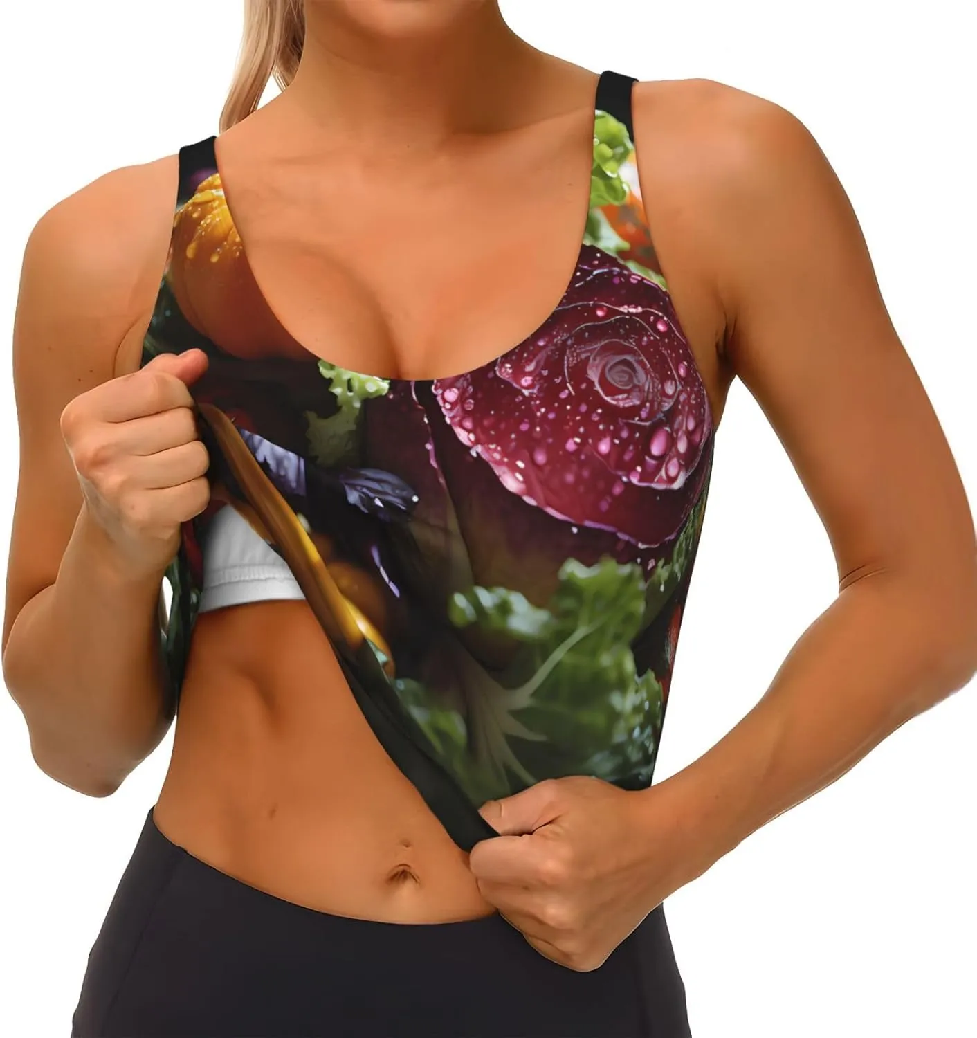 Fresh Cabbage Pattern Women's Sports Vest for Yoga Workout Fitness - Casual Sleeveless for Athletic Girls