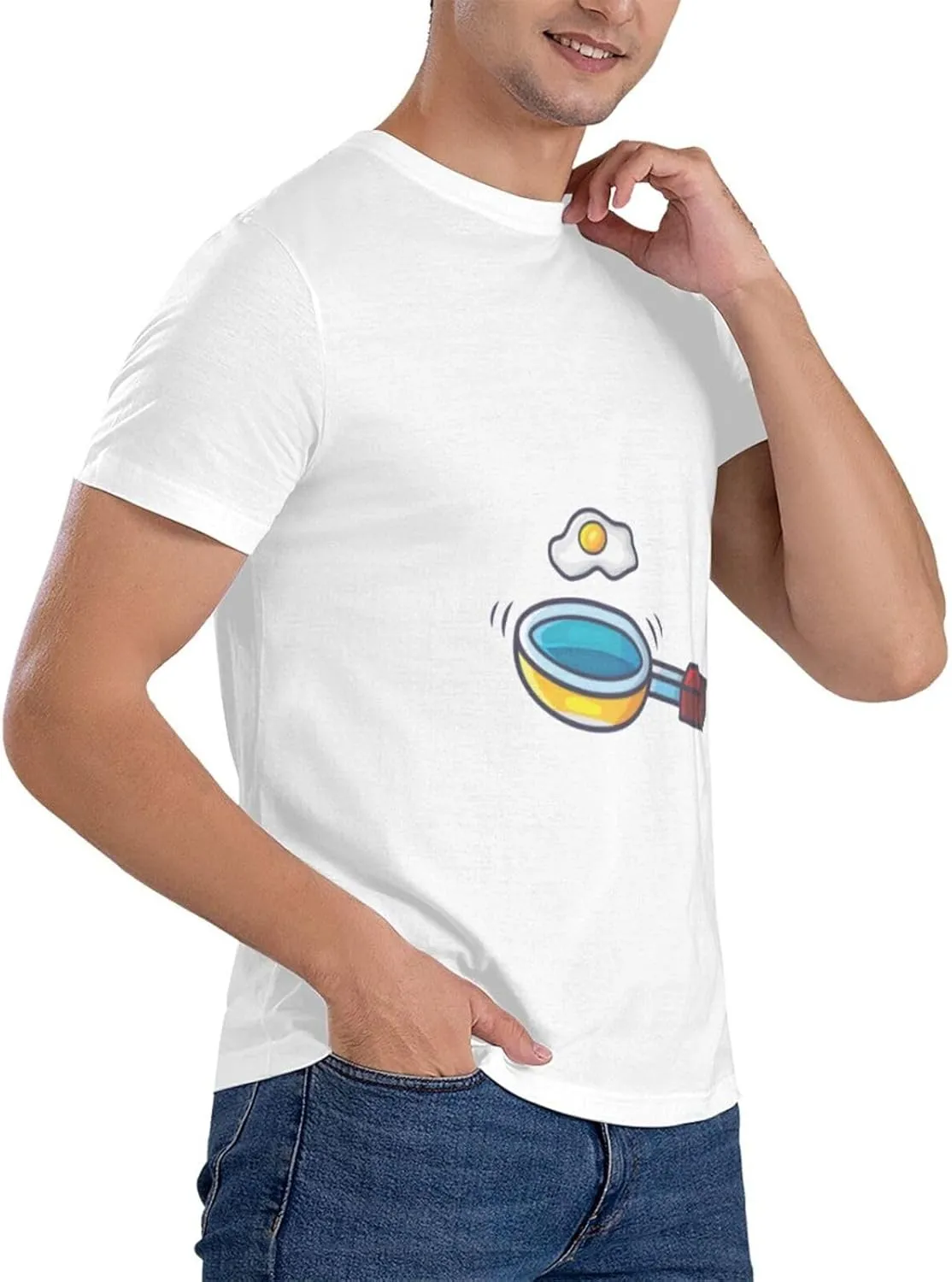 Frying Pan with Eggs T-Shirt Cotton Short Sleeve for Men Women T-Shirt