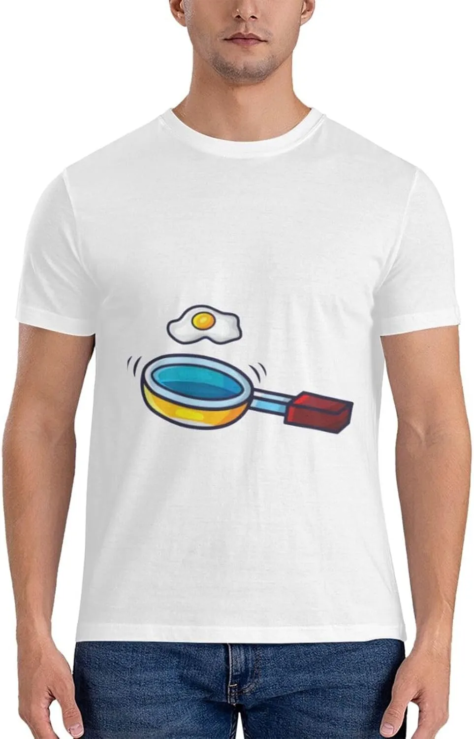 Frying Pan with Eggs T-Shirt Cotton Short Sleeve for Men Women T-Shirt