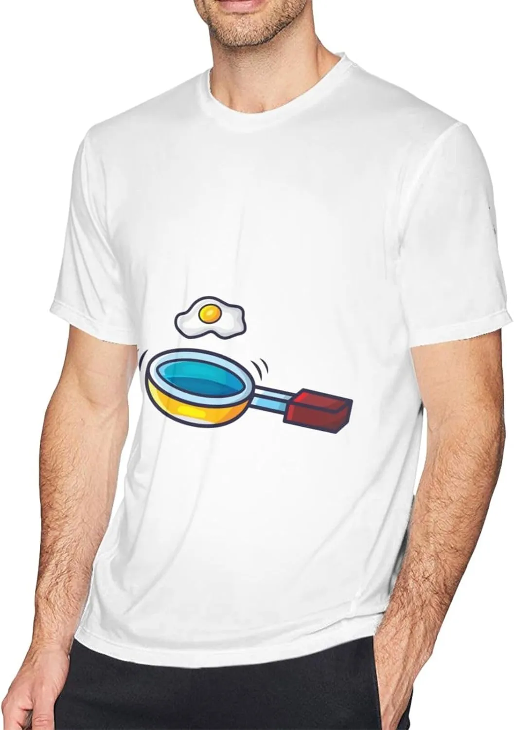 Frying Pan with Eggs T-Shirt Cotton Short Sleeve for Men Women T-Shirt