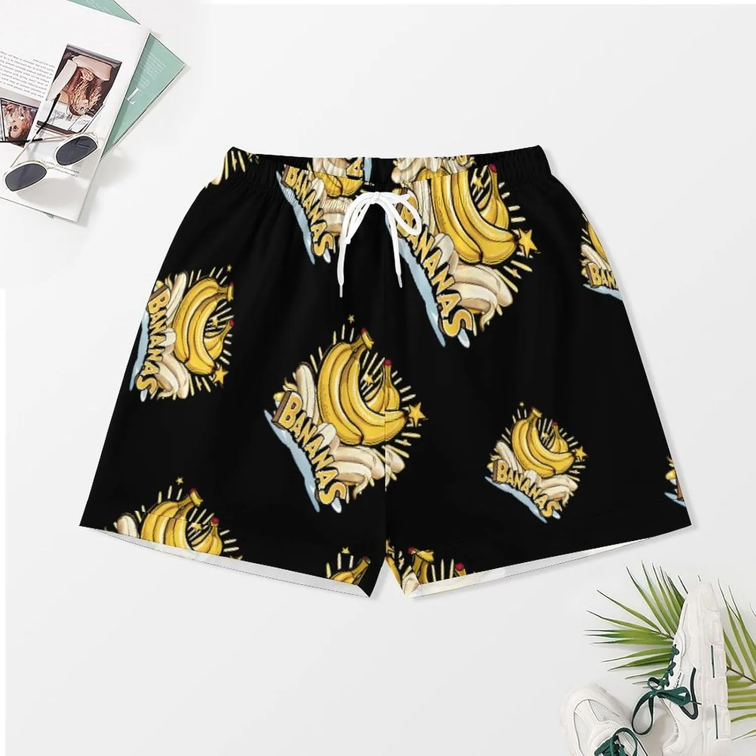 Funny Bananas Women's Satin Pajama Set Short Sleeve Button Down Sleepwear Loungewear Pj Set