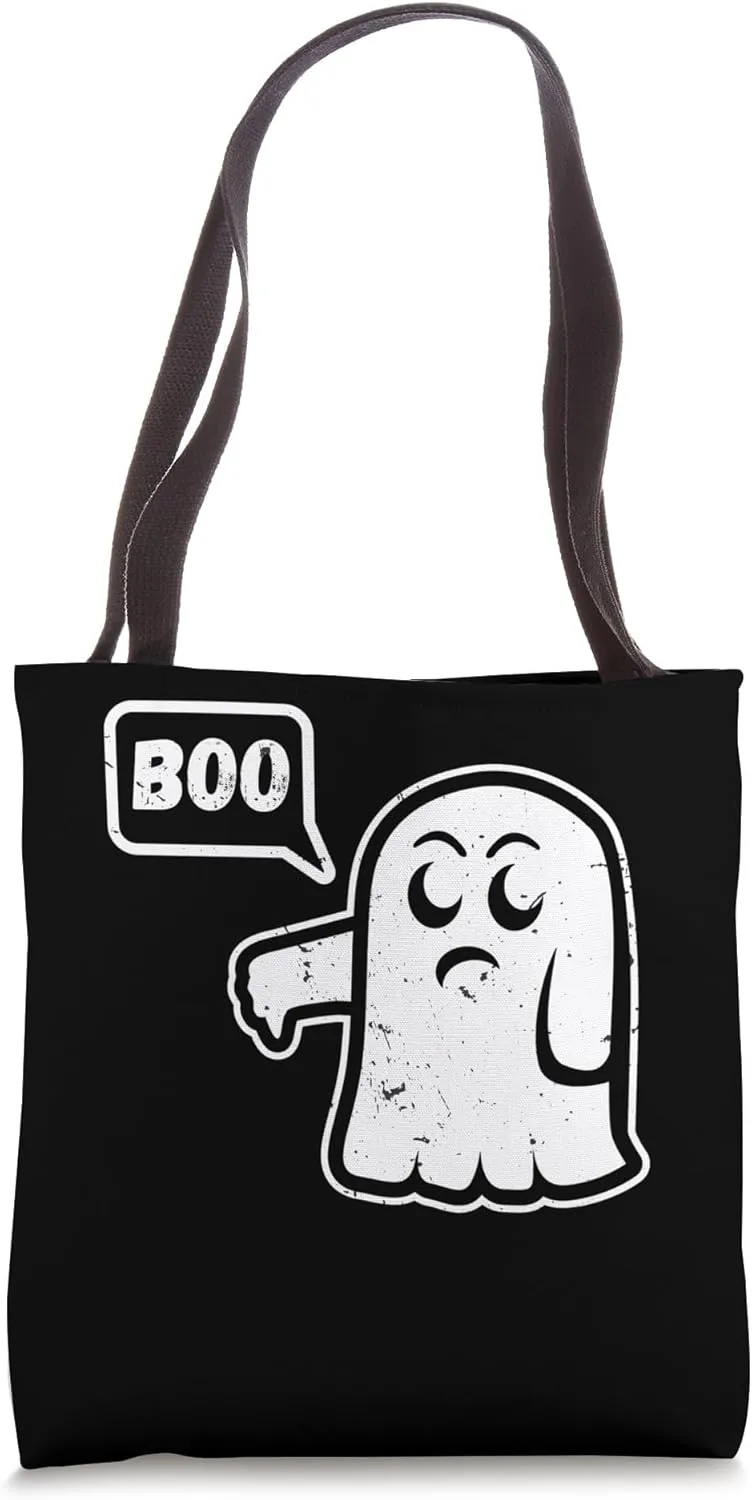 Funny Thumbs Down Ghost Screaming Boo Disapproval Halloween Tote Bag