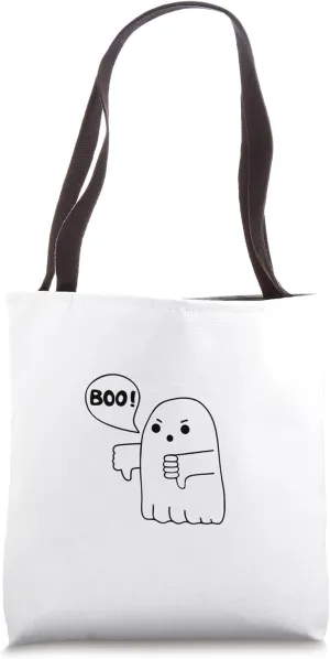Funny Thumbs Down Ghost Screaming Boo Disapproval Tote Bag