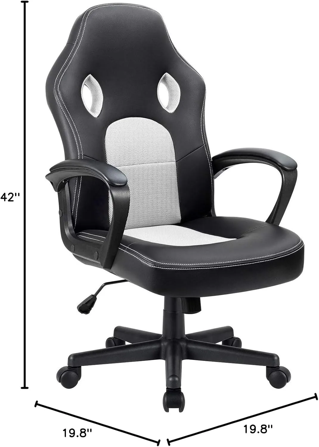 Furmax Office Chair Desk Chair Leather Gaming Chair Computer Chair Racing Style Ergonomic Adjustable Swivel Task Chair with Lumbar Support and Arms (White)