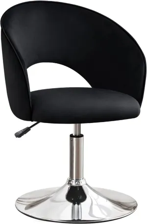 Furniliving Makeup Vanity, Chair Flexible Round-Back, 360° Accent Chair with Plated Frame Height Adjustable Swivel Chairs for Living Room Charming Chair Lounge Pub Bar (Black)