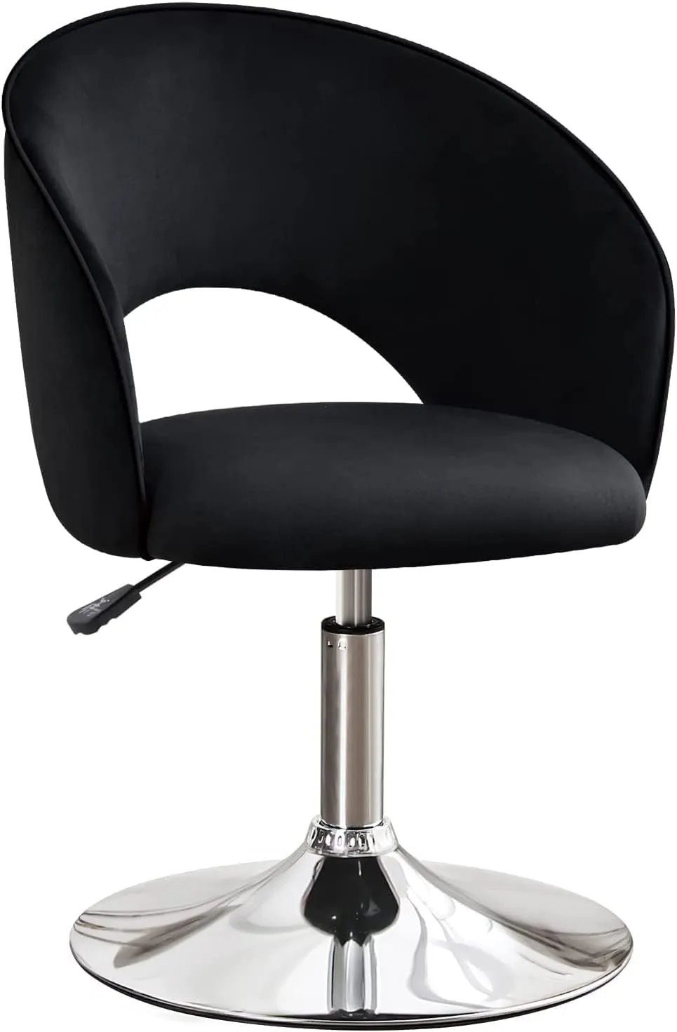 Furniliving Makeup Vanity, Chair Flexible Round-Back, 360° Accent Chair with Plated Frame Height Adjustable Swivel Chairs for Living Room Charming Chair Lounge Pub Bar (Black)