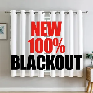 G2000 100% Blackout Curtains for Bedroom & Living Room - 63 Inch Length, White, Room Darkening, Grommet, Thermal Lined, Insulated, Light Blocking, Noise Reducing - 2 Panel Set