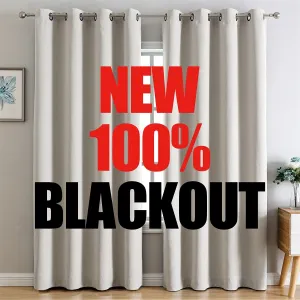 G2000 100% Blackout Curtains for Bedroom & Living Room - 84 Inch Long Beige Curtains with Room Darkening, Thermal Lined, Insulated, Light Blocking, Noise Reducing, 2 Panel Set
