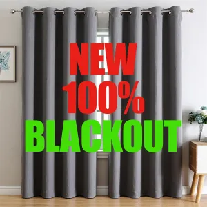 G2000 100% Blackout Curtains for Bedroom & Living Room - 84 Inch Long Grey Curtains, Room Darkening, Thermal Lined, Insulated, Light Blocking, Noise Reducing, 2 Panel Set