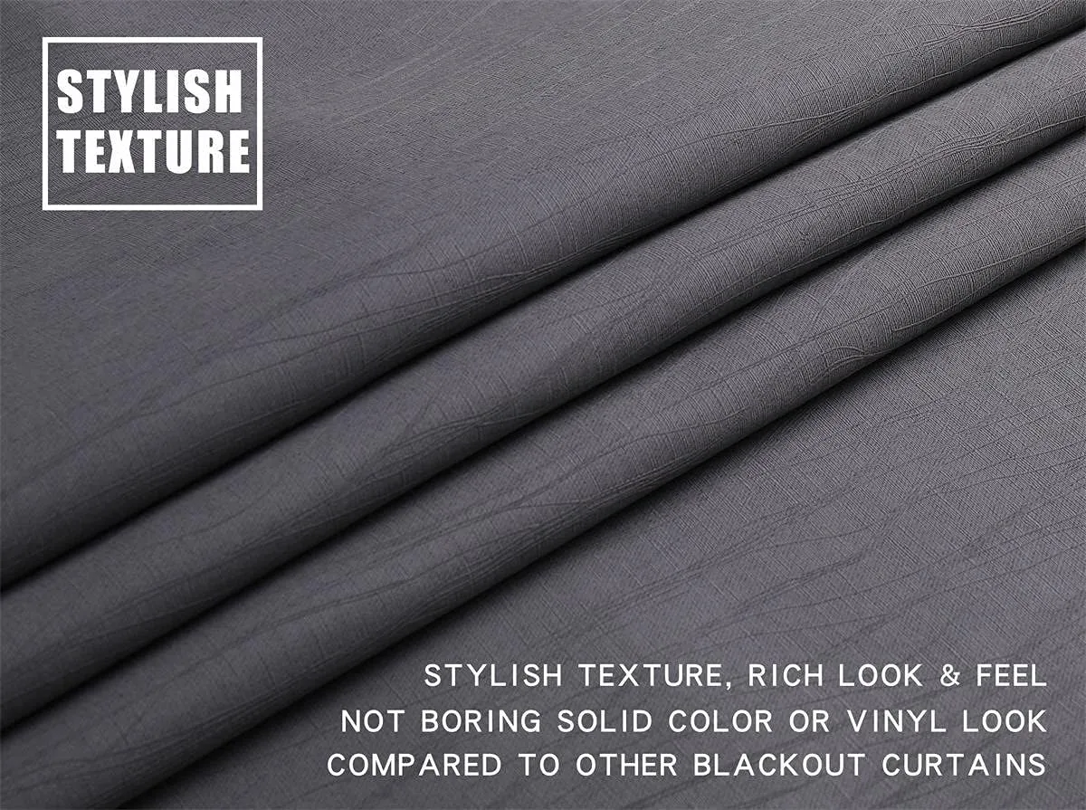 G2000 100% Blackout Curtains for Bedroom & Living Room - 84 Inch Long Grey Curtains, Room Darkening, Thermal Lined, Insulated, Light Blocking, Noise Reducing, 2 Panel Set