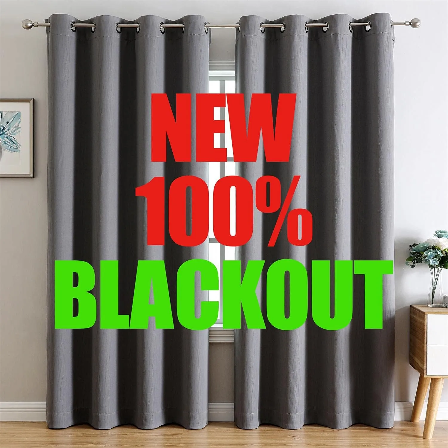 G2000 100% Blackout Curtains for Bedroom & Living Room - 84 Inch Long Grey Curtains, Room Darkening, Thermal Lined, Insulated, Light Blocking, Noise Reducing, 2 Panel Set