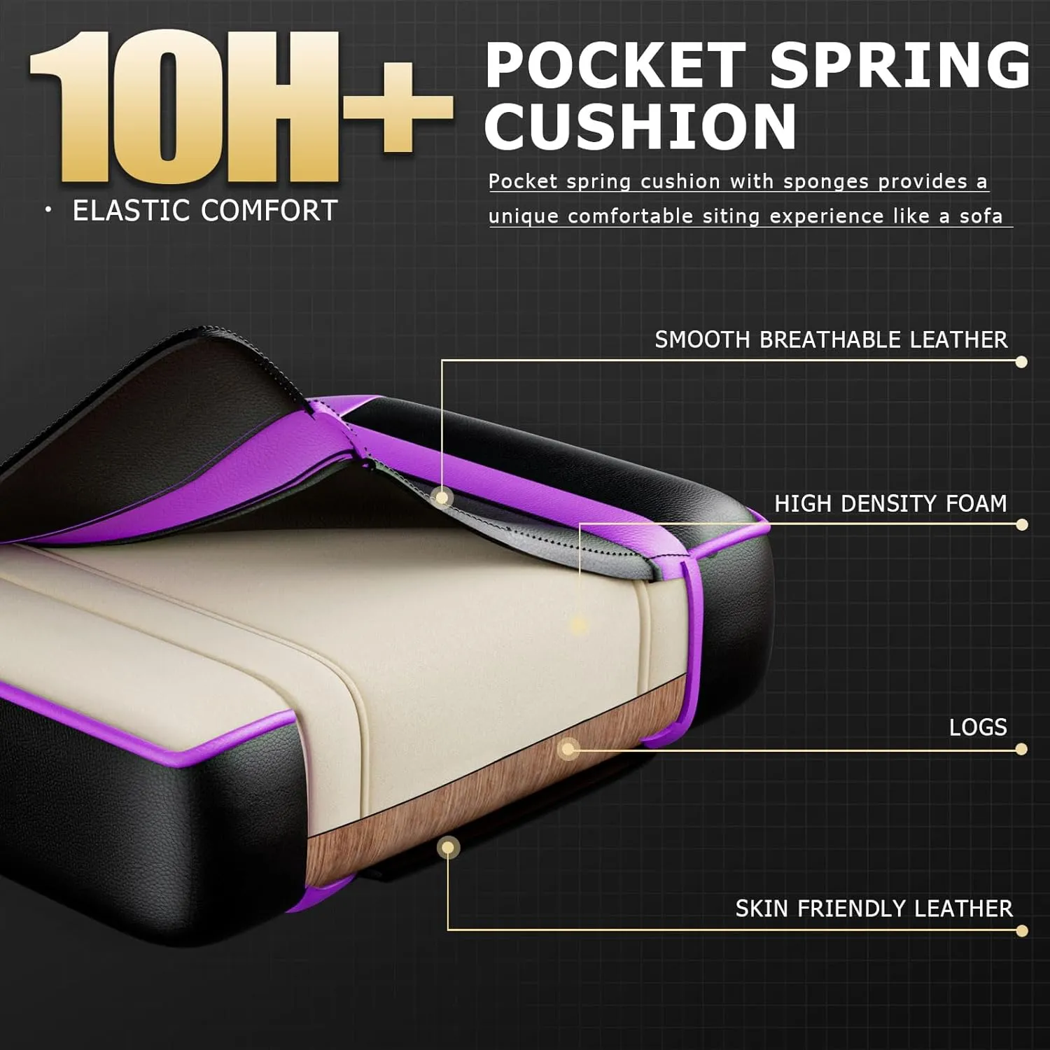 Gaming Chair, Computer Chair with Footrest and Lumbar Support, Ergonomic Video Game Chair with Headrest, Height Adjustable Gamer Chair Office Desk Chair, Purple