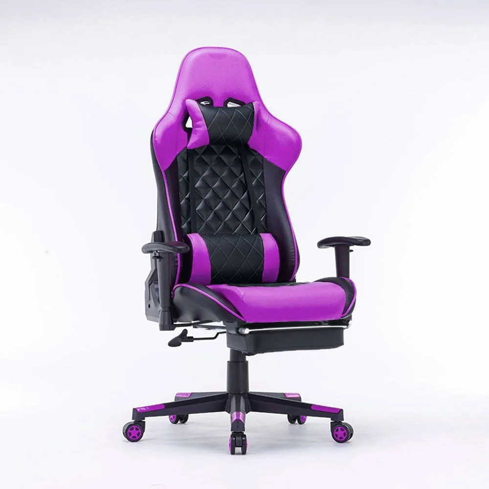Gaming Chair Ergonomic Racing chair 165° Reclining Gaming Seat 3D Armrest Footrest Black White