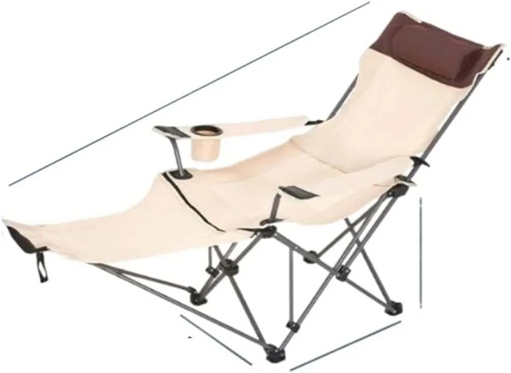 GaRcan Dual-Purpose Outdoor Folding Chair Portable Nap Lunch Break Fishing Chair Lightweight Beach Chair Lazy Stool Camping Chair (Beige Short)