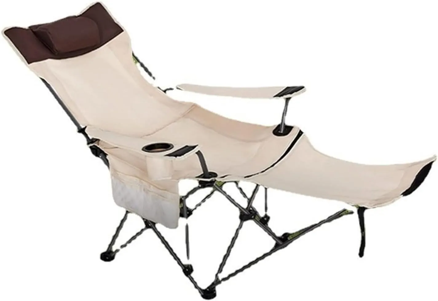 GaRcan Dual-Purpose Outdoor Folding Chair Portable Nap Lunch Break Fishing Chair Lightweight Beach Chair Lazy Stool Camping Chair (Beige Short)