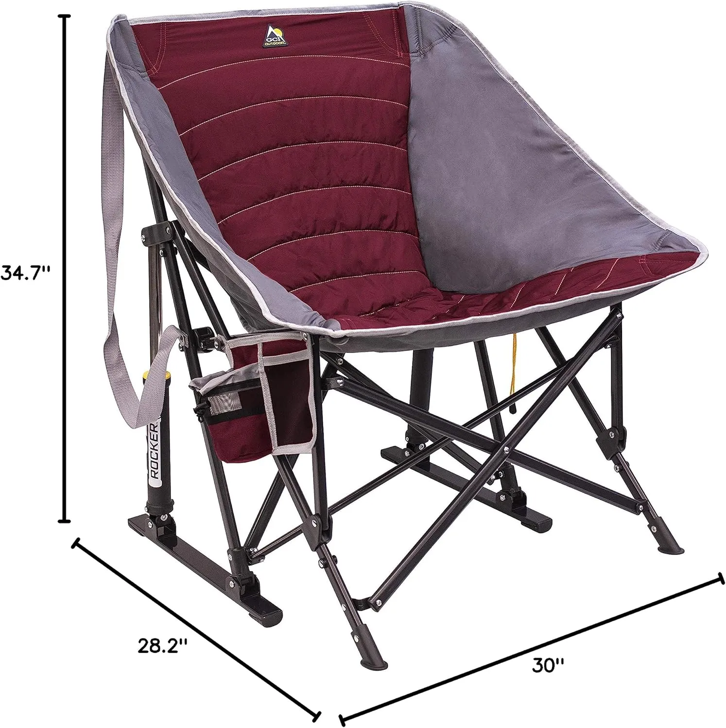 GCI Outdoor MaxRelax Pod Rocker Portable Rocking Chair & Outdoor Camping Chair, Red