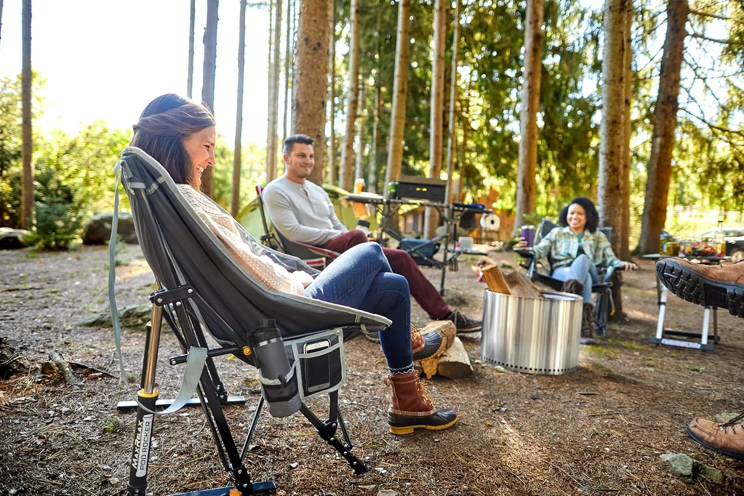 GCI Outdoor MaxRelax Pod Rocker Portable Rocking Chair & Outdoor Camping Chair, Red
