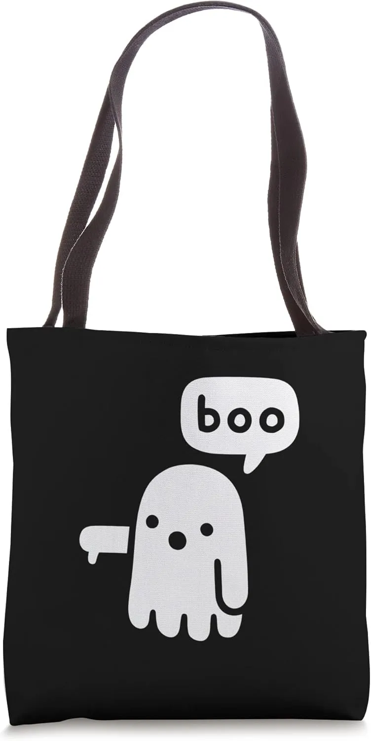 Ghost Of Disapproval Funny Cute Boo Thumbs Down Joke Tote Bag