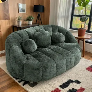 Giant Bean Bag Chair Couch for Adults, Beanbag Lounger with 3 Pillows, Large Lounger High Back Lazy Loveseat Chair, for Bedroom, Living Room, Game Room (Emerald)