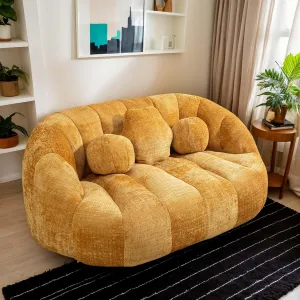 Giant Bean Bag Chair Couch for Adults, Beanbag Lounger with 3 Pillows, Large Lounger High Back Lazy Loveseat Chair, for Bedroom, Living Room, Game Room (Yellow)