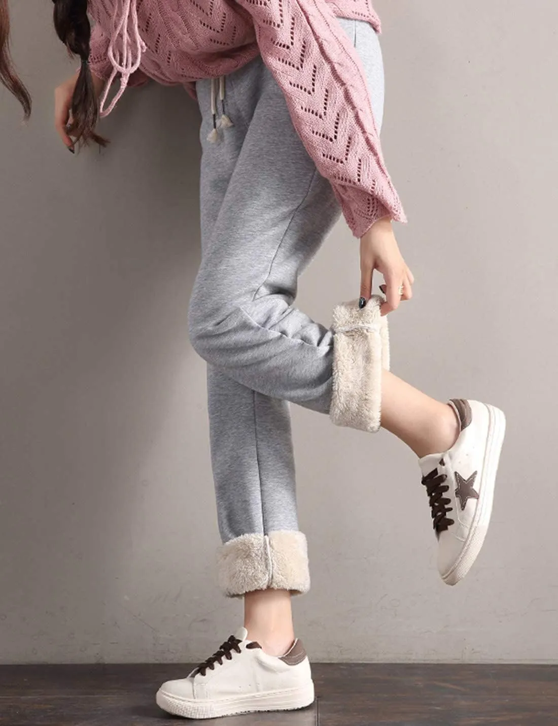 Gihuo Women's Winter Warm Sherpa Lined Sweatpants Fleece Pants