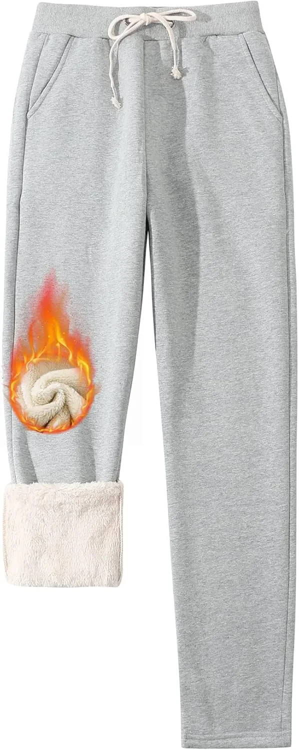 Gihuo Women's Winter Warm Sherpa Lined Sweatpants Fleece Pants