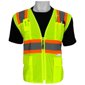 Global Glove GLO-003 FrogWear Lightweight Polyester Class 2 Surveyor's Style Safety Vest with 3M Reflective Fabric, 3X-Large, Lime Green (Case of 50)