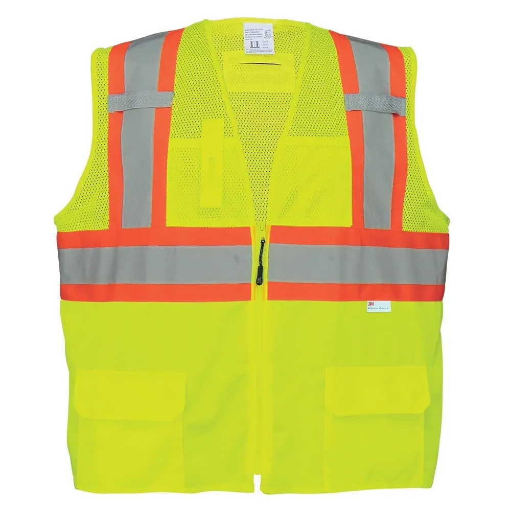 Global Glove GLO-0037 FrogWear Class 2 Front Mesh Safety Vest with 3M Reflective Fabric, Extra Large, Lime (Case of 50)
