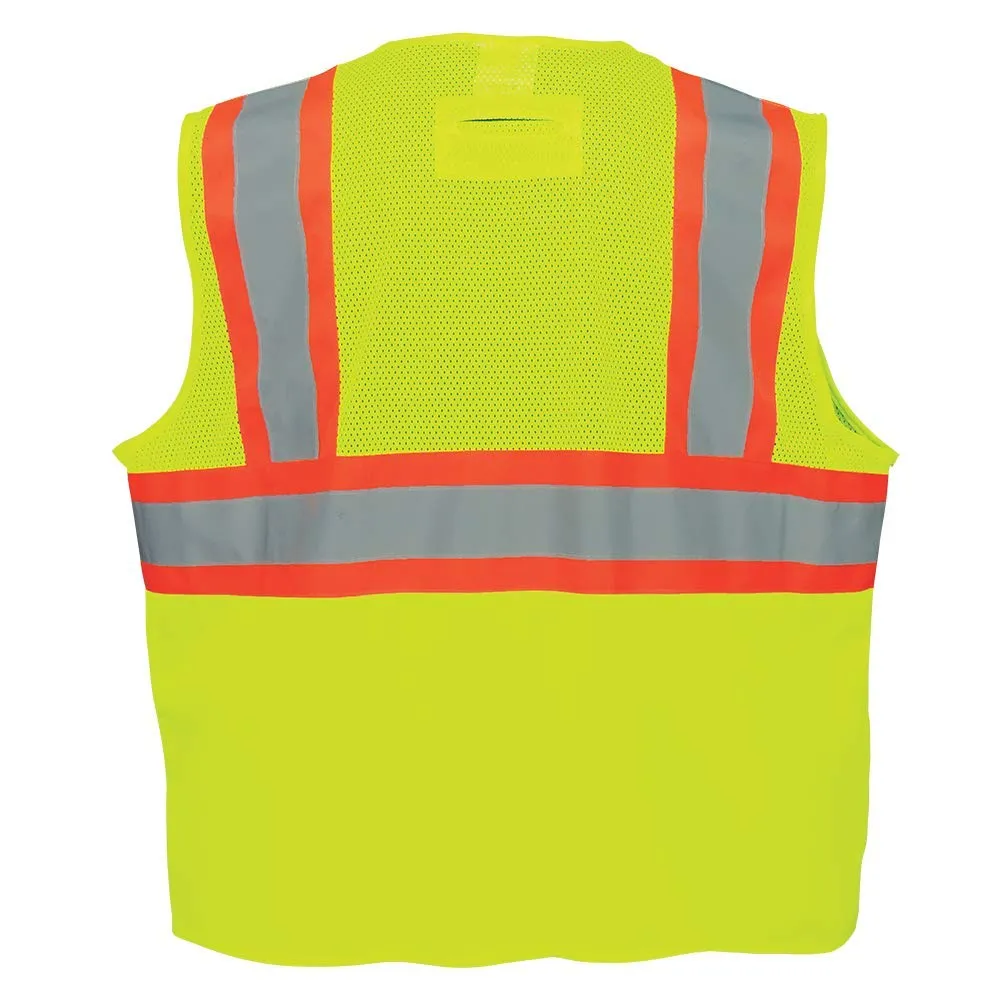 Global Glove GLO-0037 FrogWear Class 2 Front Mesh Safety Vest with 3M Reflective Fabric, Extra Large, Lime (Case of 50)