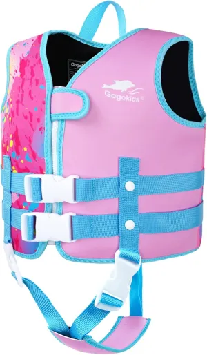 Gogokids Toddler Swim Vest, Kids Float Jacket with Dual Adjustable Strap, Child Swimming Pool Vest for 2-8 Years Swimming Learning