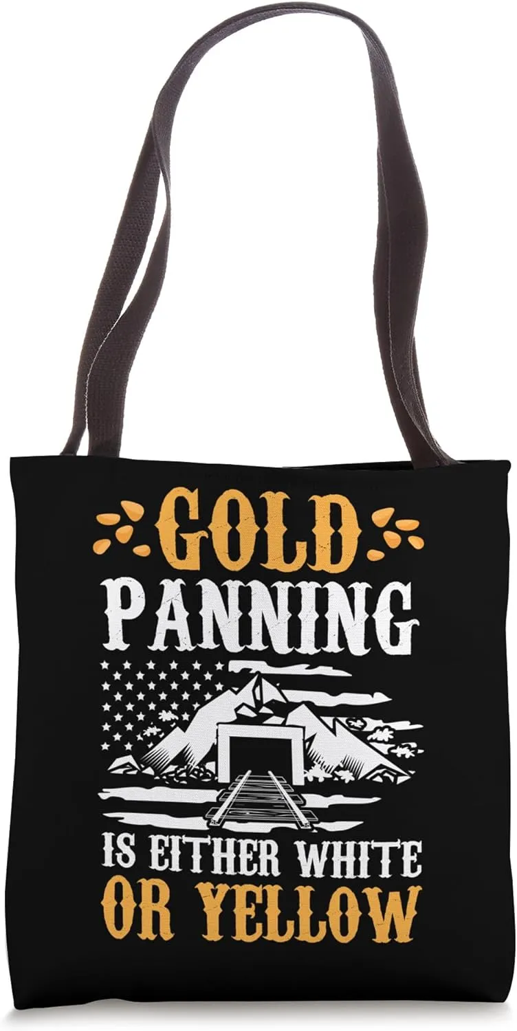 Gold Panning Prospecting Mining USA American Flag Miner Tote Bag