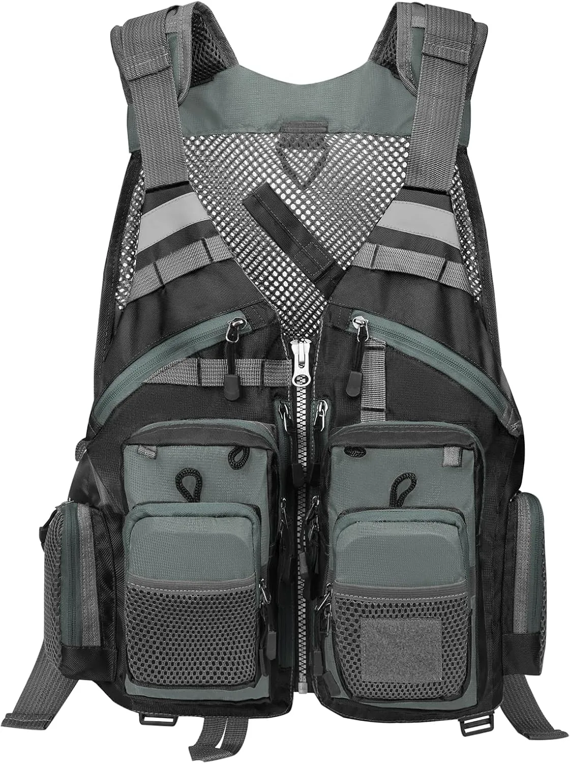 Gonex Fly Fishing Vest for Men Women, Comfortable Adjustable Fishing Vest with Multi-Pockets Reflective Stripes