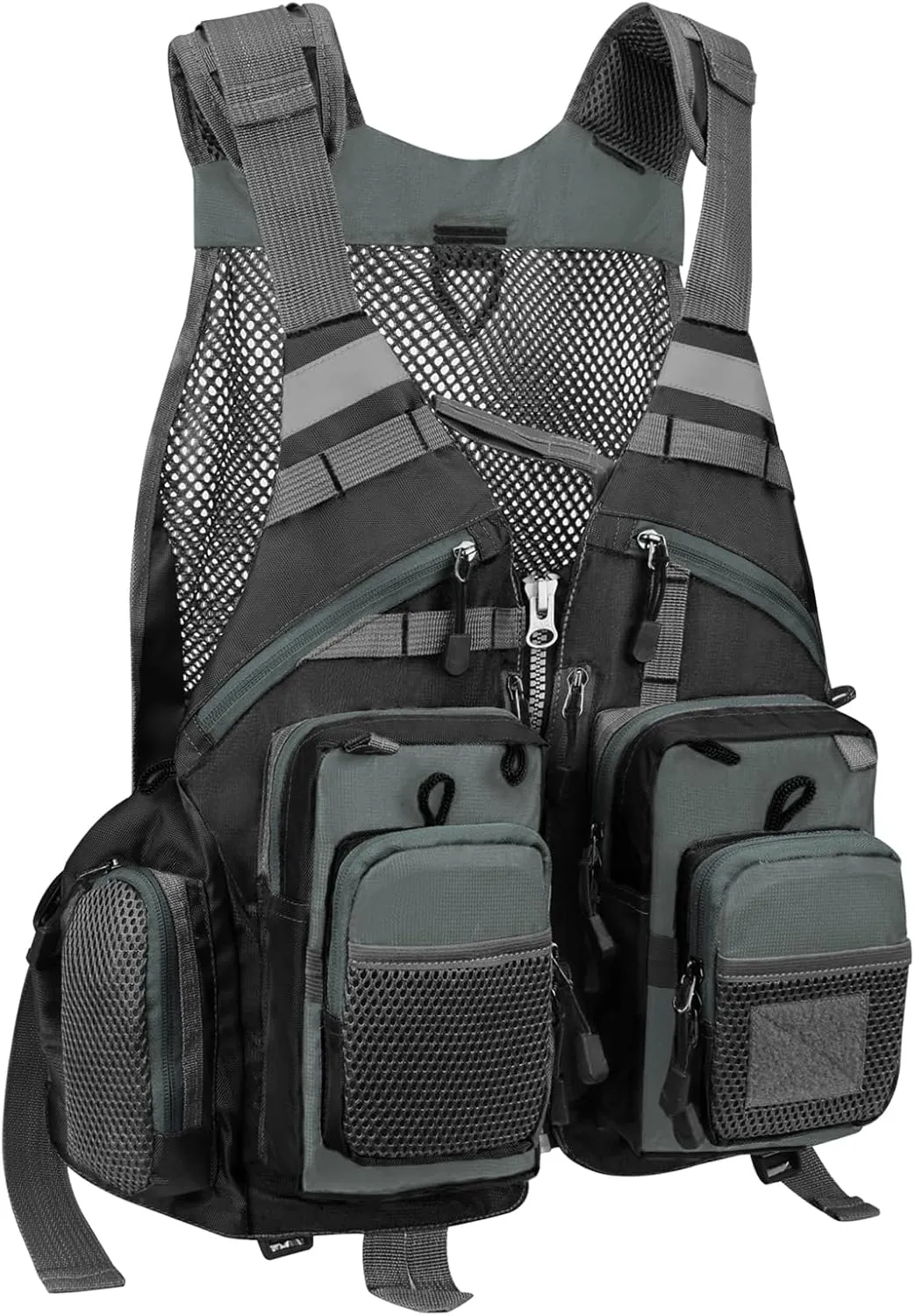 Gonex Fly Fishing Vest for Men Women, Comfortable Adjustable Fishing Vest with Multi-Pockets Reflective Stripes