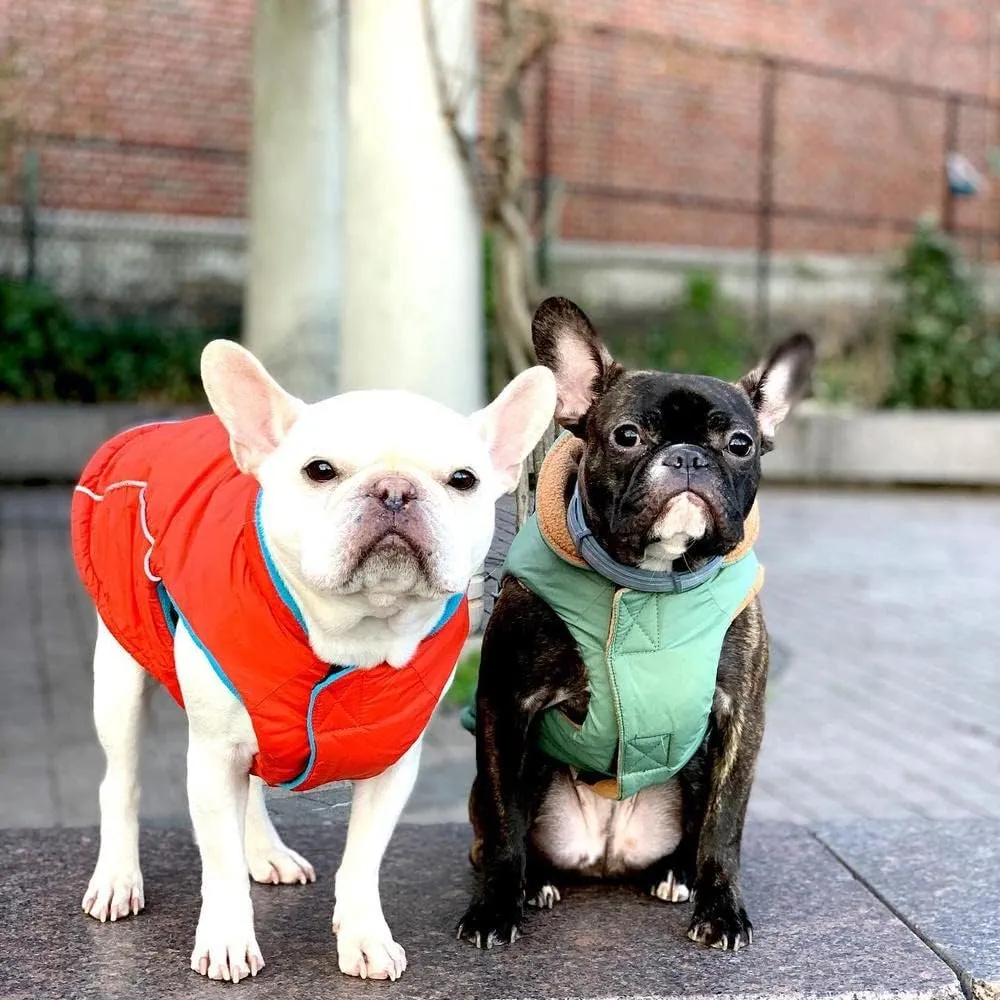 Gooby - Sports Vest, Fleece Lined Small Dog Cold Weather Jacket Coat Sweater with Reflective Lining, Orange, Small
