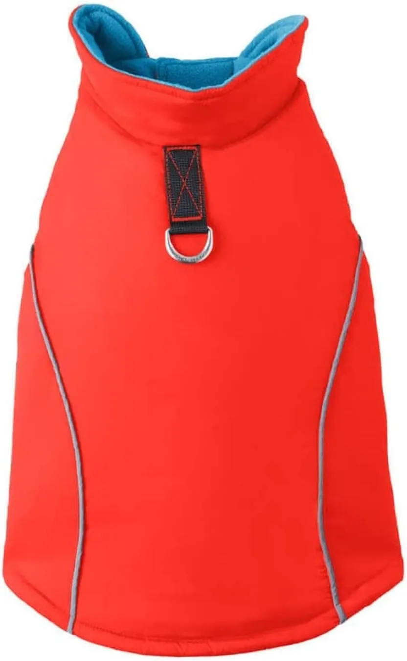 Gooby - Sports Vest, Fleece Lined Small Dog Cold Weather Jacket Coat Sweater with Reflective Lining, Orange, Small