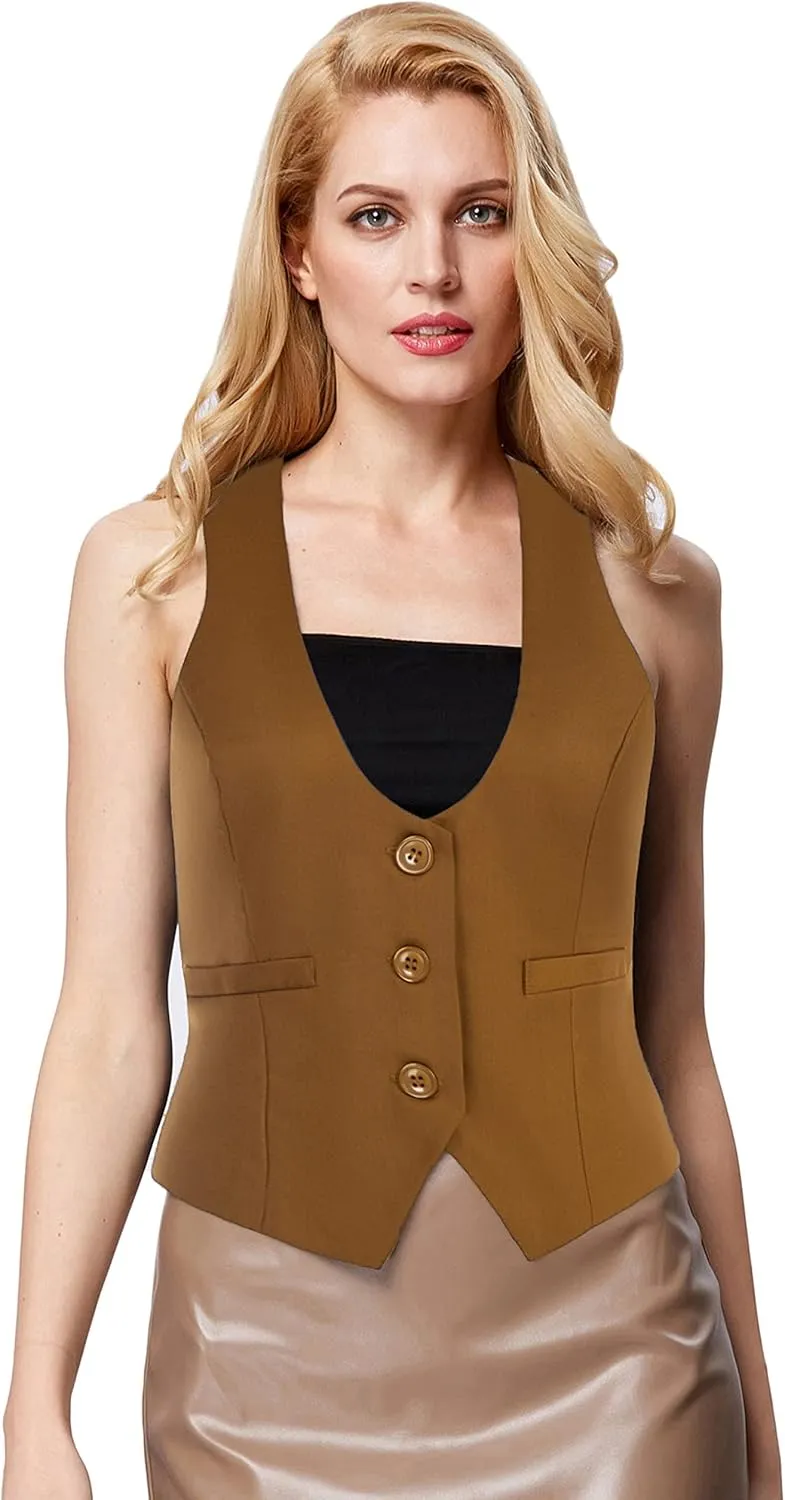 GRACE KARIN Womens Vest Top 2025 Trendy Academia Steampunk Waistcoat Racerback Vest Blazer（Runs Small, Suggest Size Up