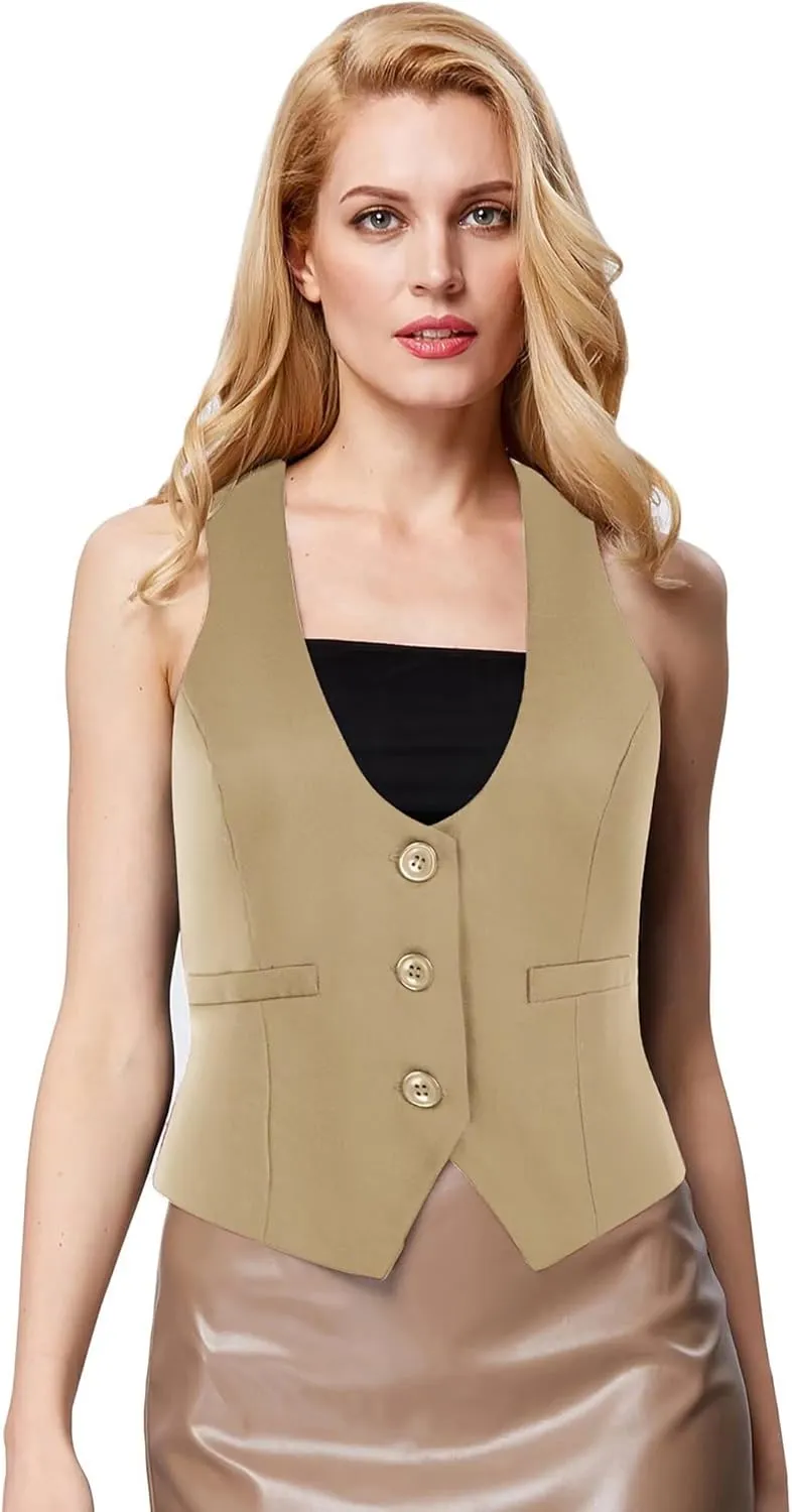 GRACE KARIN Womens Vest Top 2025 Trendy Academia Steampunk Waistcoat Racerback Vest Blazer（Runs Small, Suggest Size Up