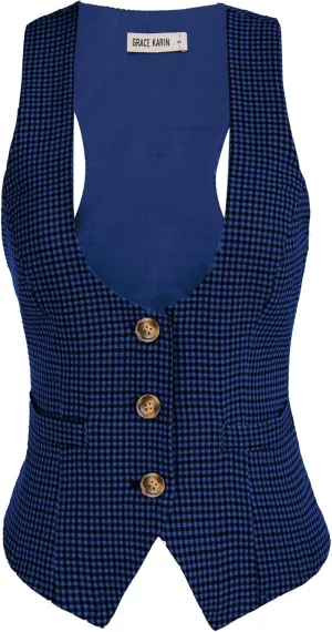 GRACE KARIN Womens Vest Top 2025 Trendy Academia Steampunk Waistcoat Racerback Vest Blazer（Runs Small, Suggest Size Up