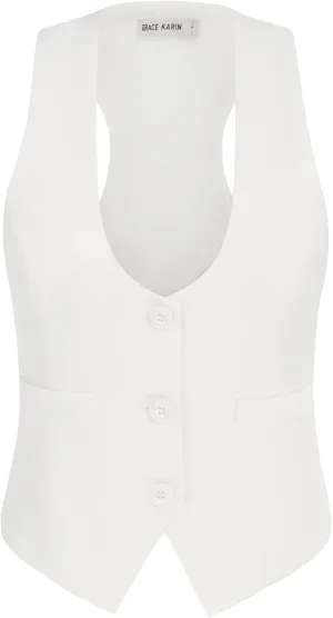 GRACE KARIN Womens Vest Top 2025 Trendy Academia Steampunk Waistcoat Racerback Vest Blazer（Runs Small, Suggest Size Up