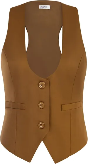 GRACE KARIN Womens Vest Top 2025 Trendy Academia Steampunk Waistcoat Racerback Vest Blazer（Runs Small, Suggest Size Up