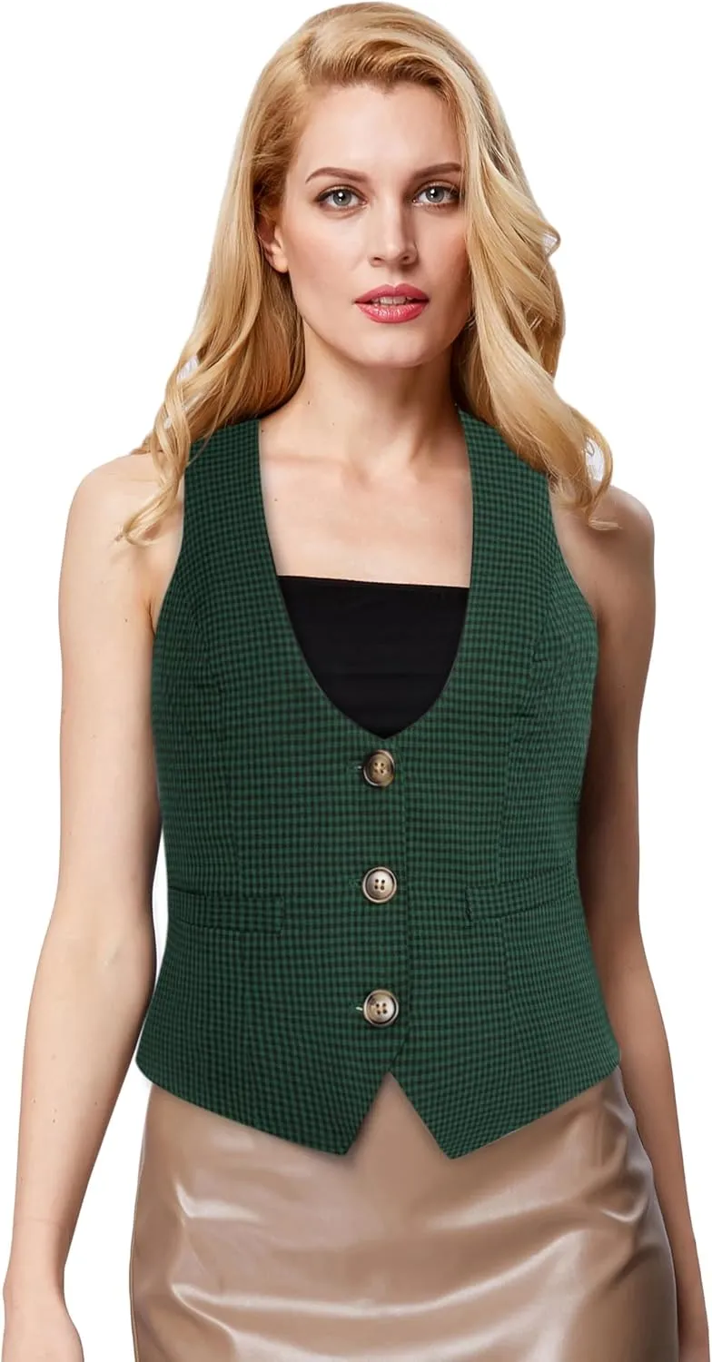 GRACE KARIN Womens Vest Top 2025 Trendy Academia Steampunk Waistcoat Racerback Vest Blazer（Runs Small, Suggest Size Up