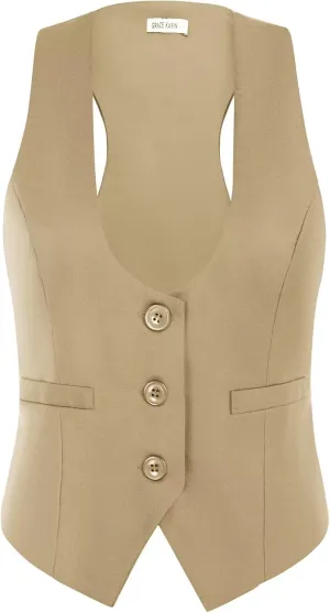 GRACE KARIN Womens Vest Top 2025 Trendy Academia Steampunk Waistcoat Racerback Vest Blazer（Runs Small, Suggest Size Up