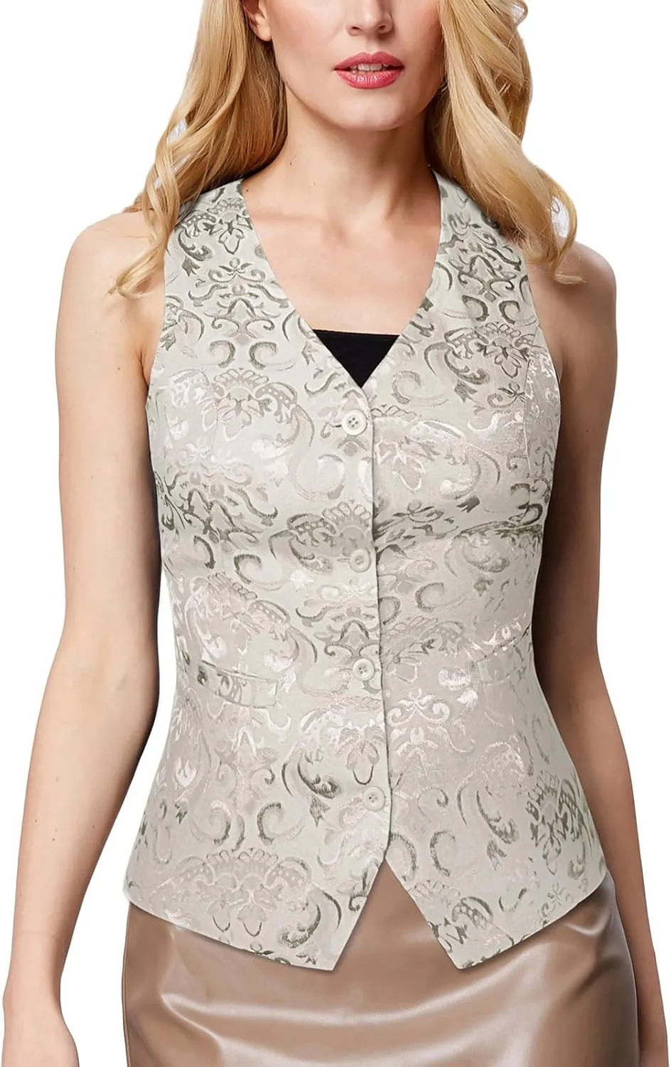 GRACE KARIN Womens Waistcoat Vest Vintage Steampunk Dress Jacquard Jacket