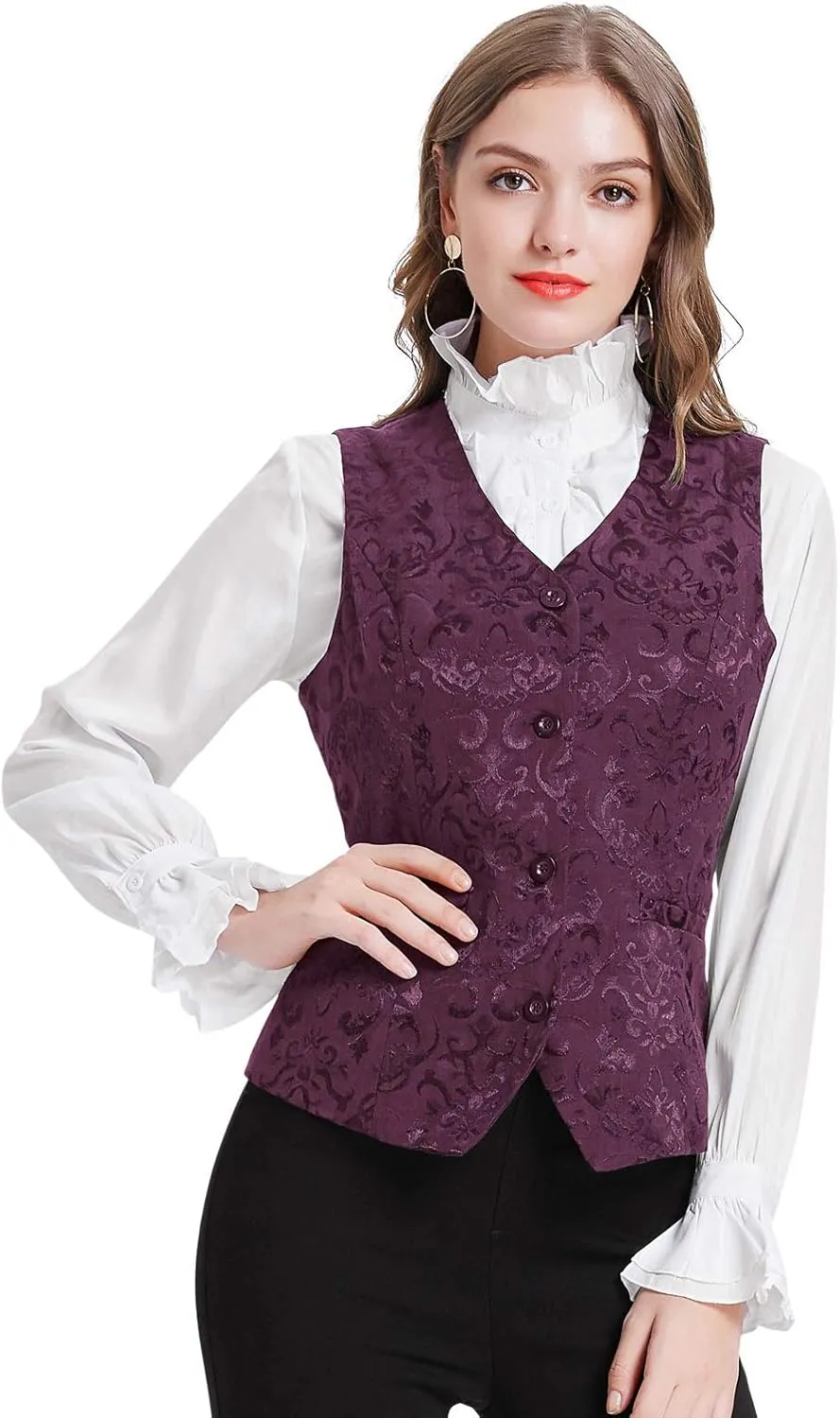 GRACE KARIN Womens Waistcoat Vest Vintage Steampunk Dress Jacquard Jacket