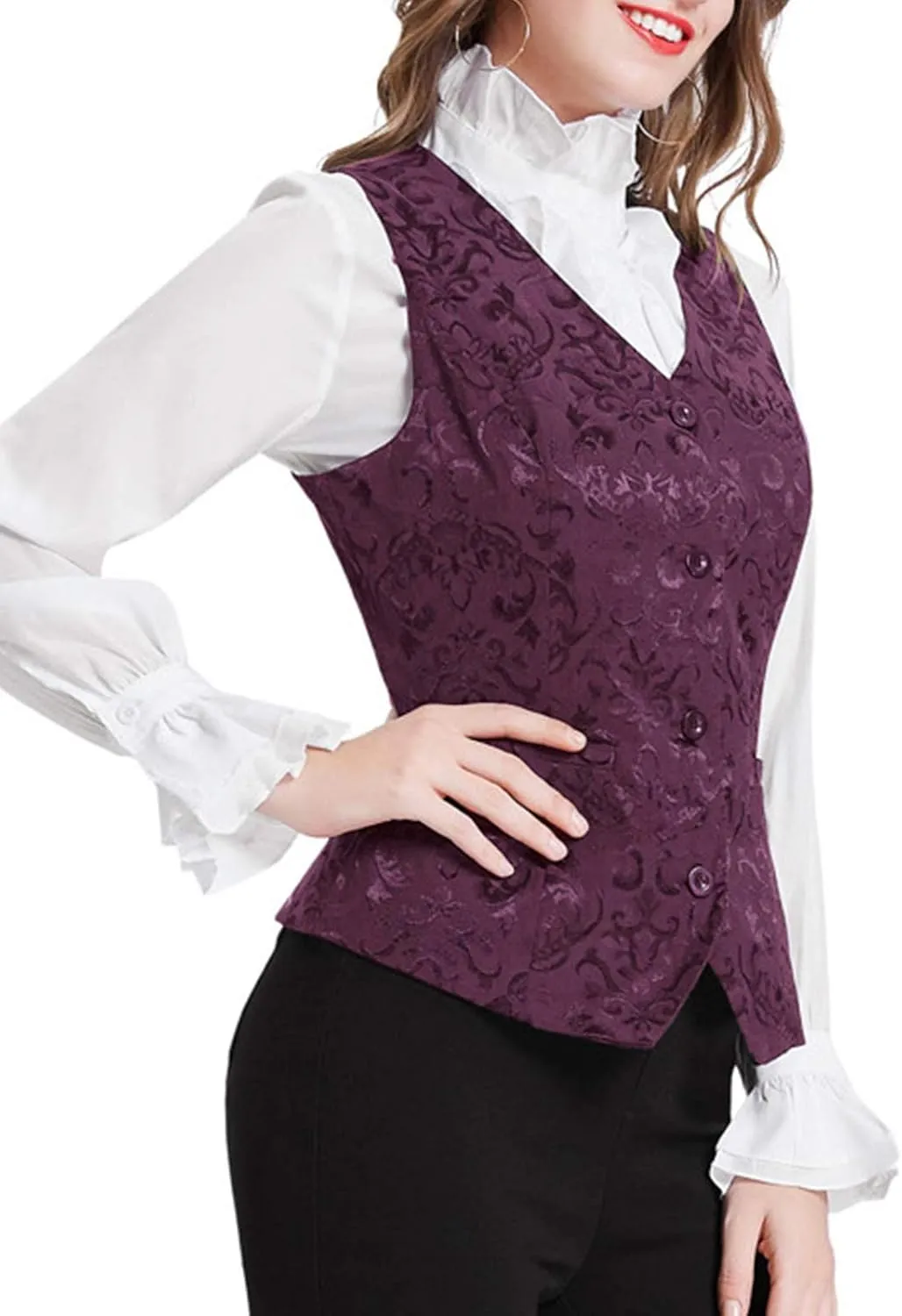 GRACE KARIN Womens Waistcoat Vest Vintage Steampunk Dress Jacquard Jacket