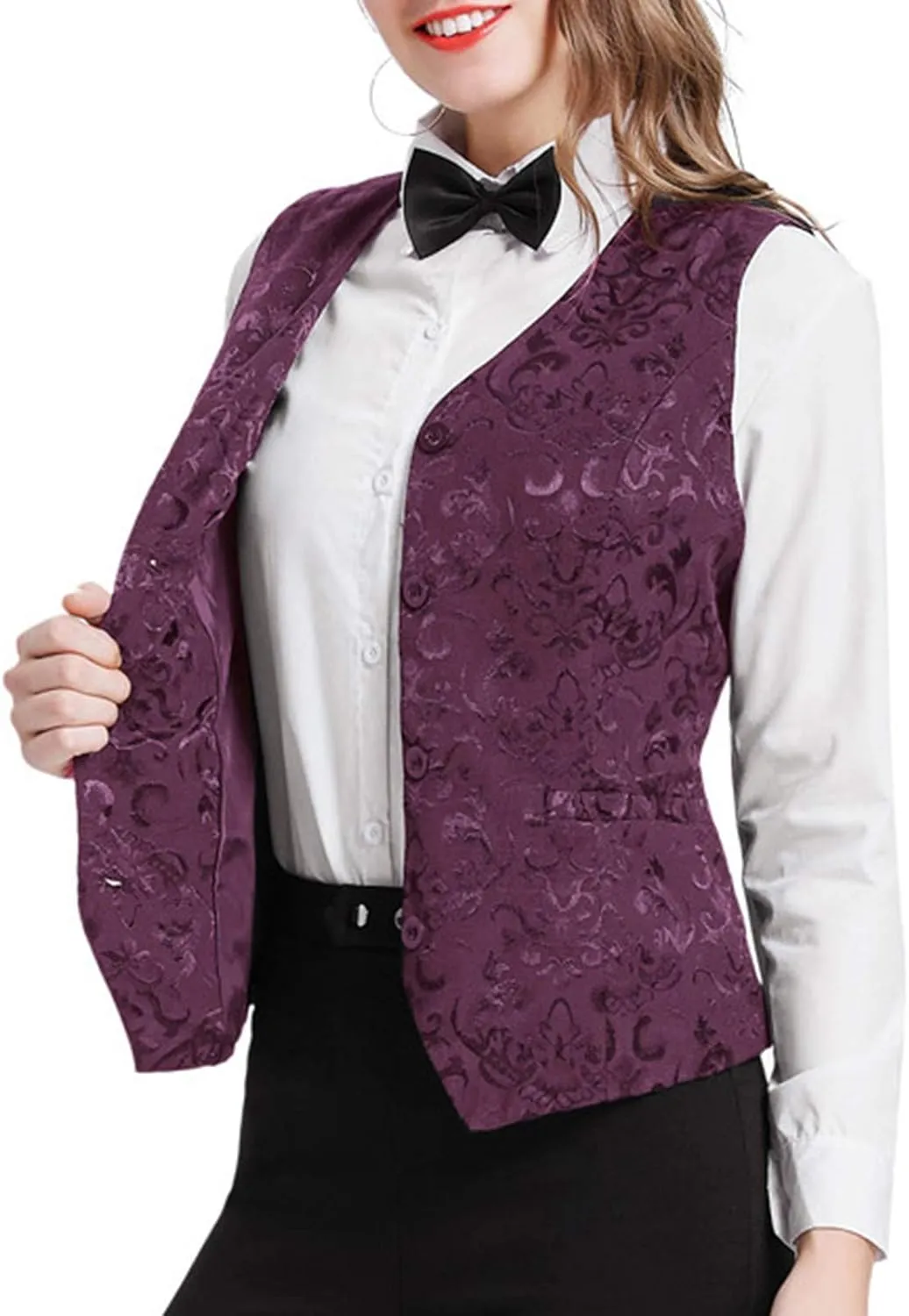 GRACE KARIN Womens Waistcoat Vest Vintage Steampunk Dress Jacquard Jacket