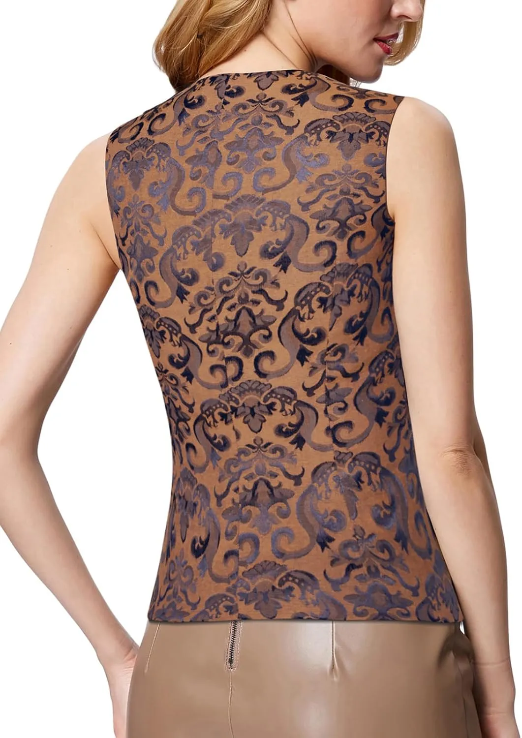 GRACE KARIN Womens Waistcoat Vest Vintage Steampunk Dress Jacquard Jacket